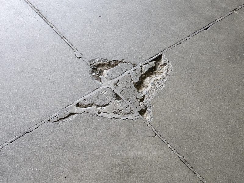 Damaged concrete joint