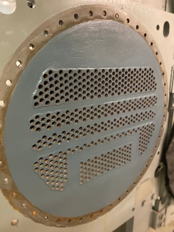 Completed chiller tube sheet repair ready for service