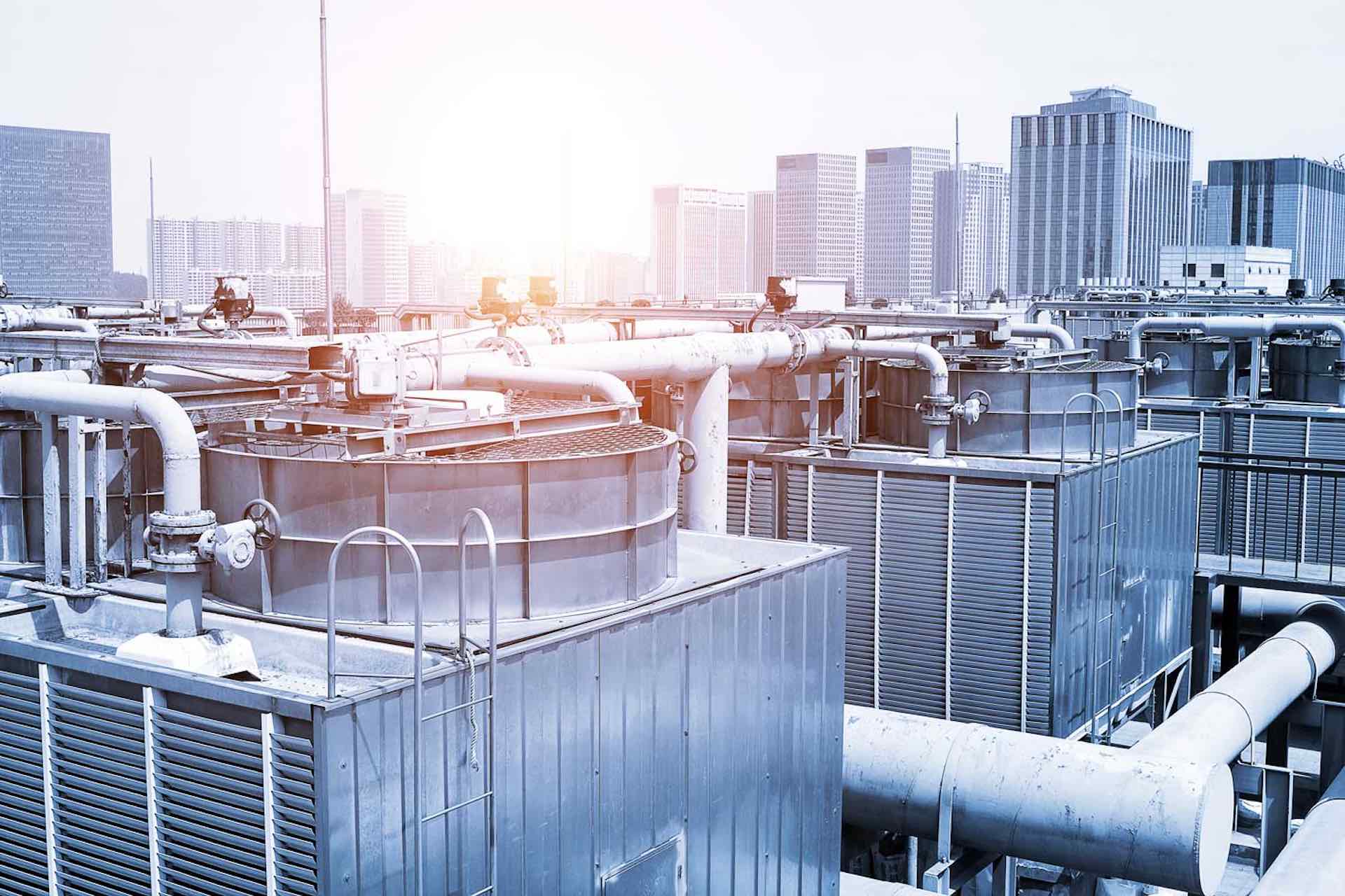 HVAC mechanical room with chillers