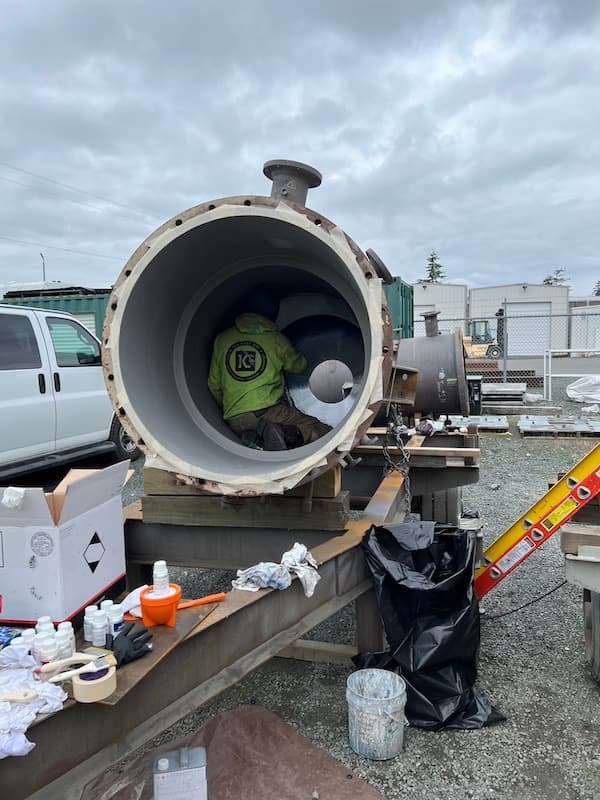 Belzona 1321 ceramic coating applied for erosion protection